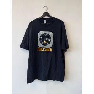Vintage Mile High Shirt Mens XL Black Aviation Altimeter Pilot Airplane Tee 2000